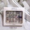Medium Square Press On Nails,Silver Glitter Fake Nails With Rhinestones And Pearls,Glossy False Nails For Women And Girls,24 Pcs