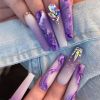 Luxury Purple Rhinestones Full Cover Acrylic False Nails
