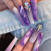 Luxury Purple Rhinestones Full Cover Acrylic False Nails